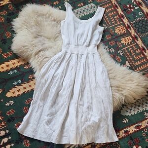 Elegant White Cotton Sleeveless Dress